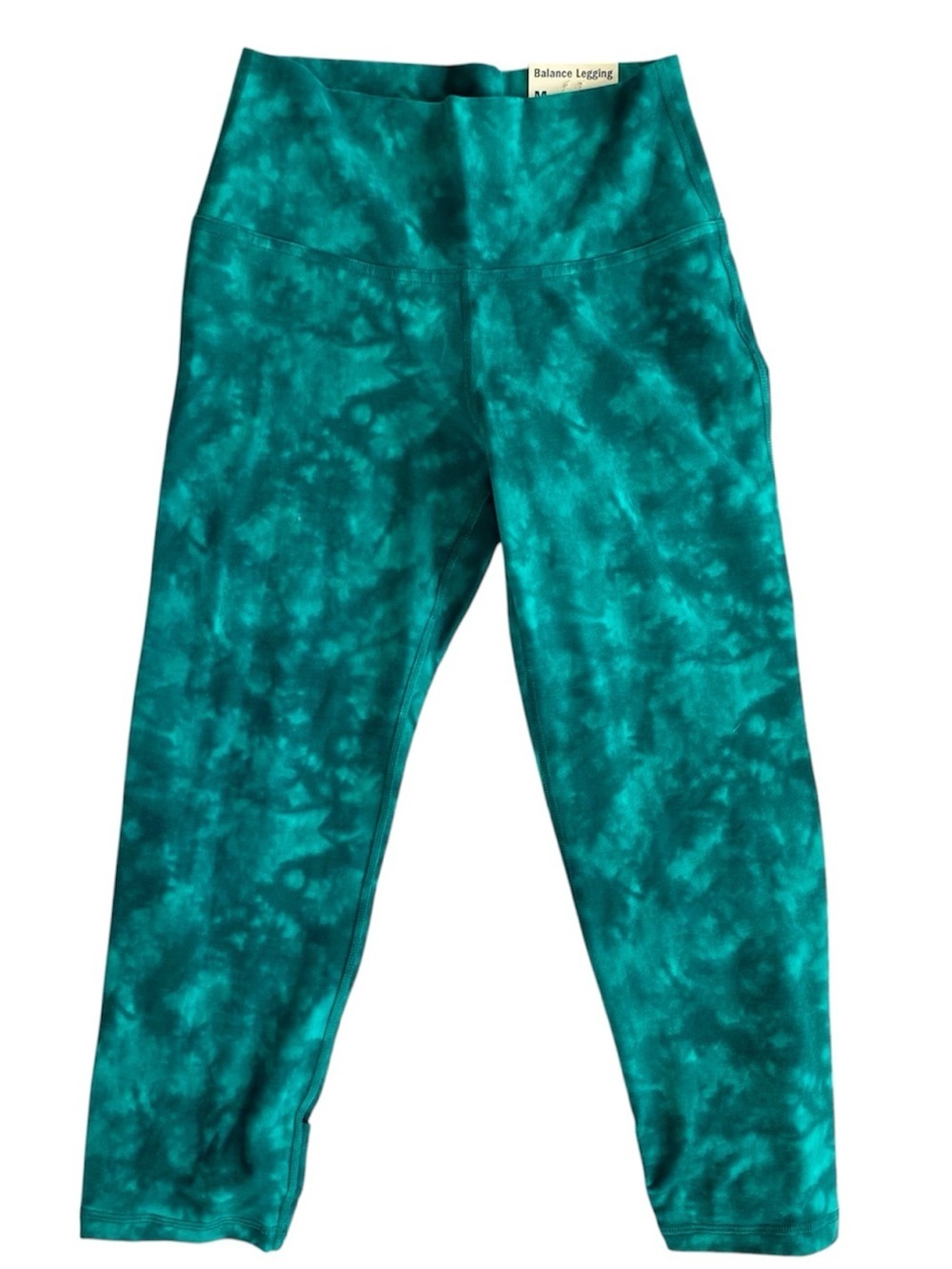 OLD NAVY Leggings Crop High Rise Leg Twist Tie Dye Blue Green Women Size M NWT